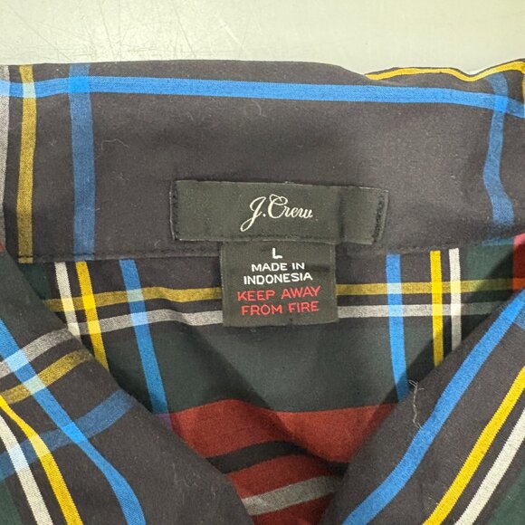 J. Crew L Multi-Color Tartan Plaid Cotton Pajamas Top Pants Set - Picture 7 of 7